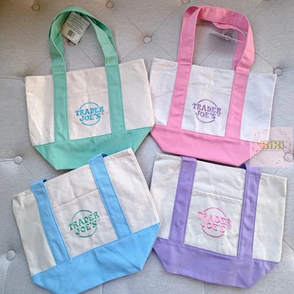 Delicate pink Trader Joe’s Mini Pastel Canvas Tote Bag - Picture 4 of 4